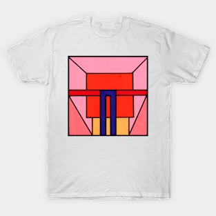 Red Orange Purple Pink Geometric Abstract Acrylic Painting T-Shirt